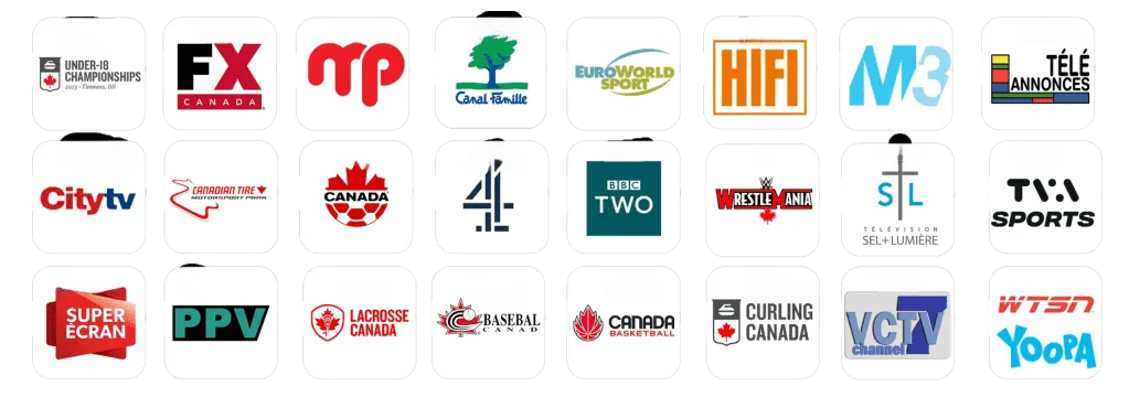 Grille de logos des chaines de television disponibles