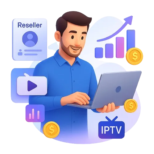 Ordinateur portable montrant la croissance d'une activite IPTV